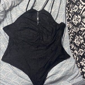 Plus Floral Lace Crisscross Teddy Bodysuit 3X